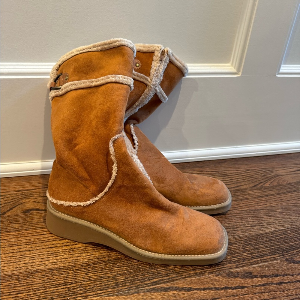 Women’s Franco Sarto sport shearling lined suede brown boots size 9